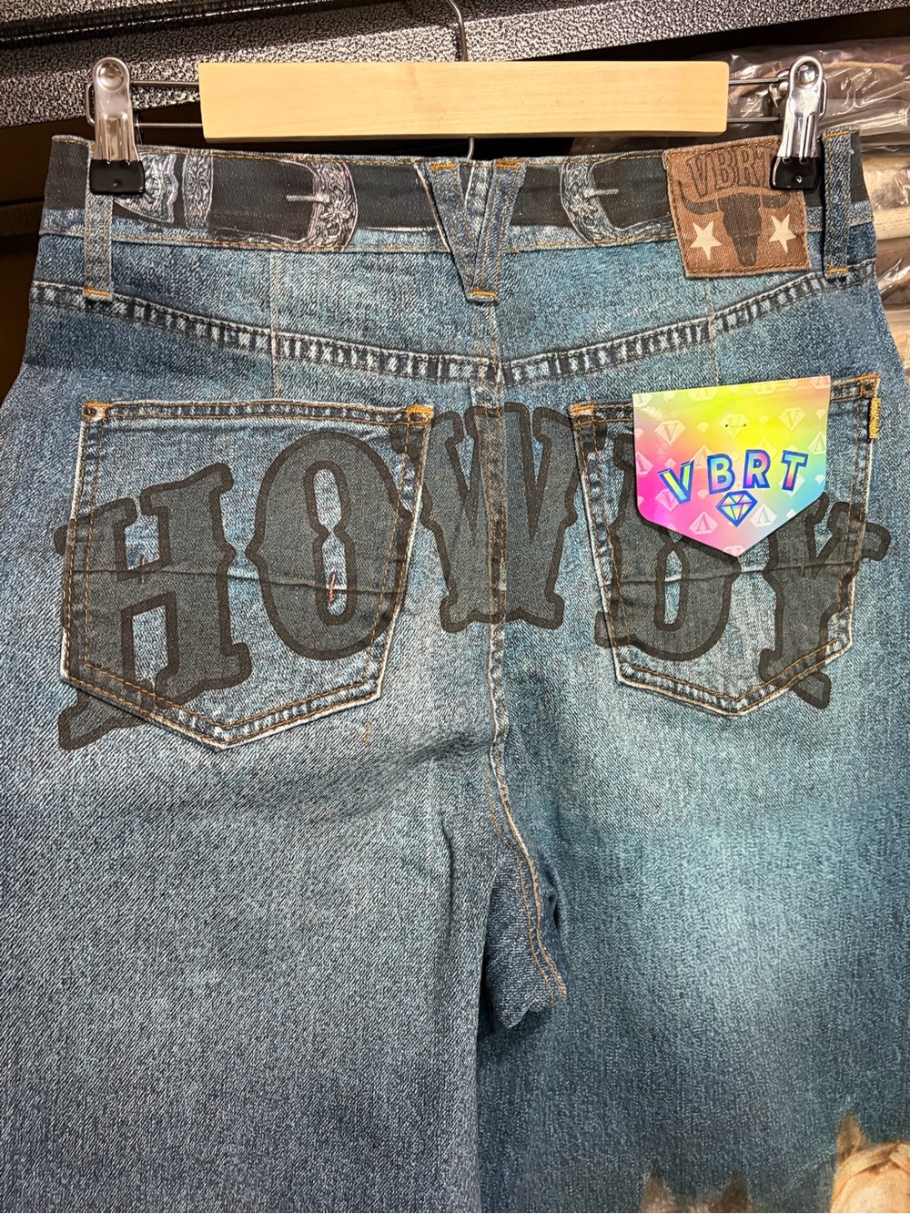 NWT HOWDY Horse Digital Print Baggy Wide Leg Jeans Vibrant M.i.U. - Picture 11 of 14